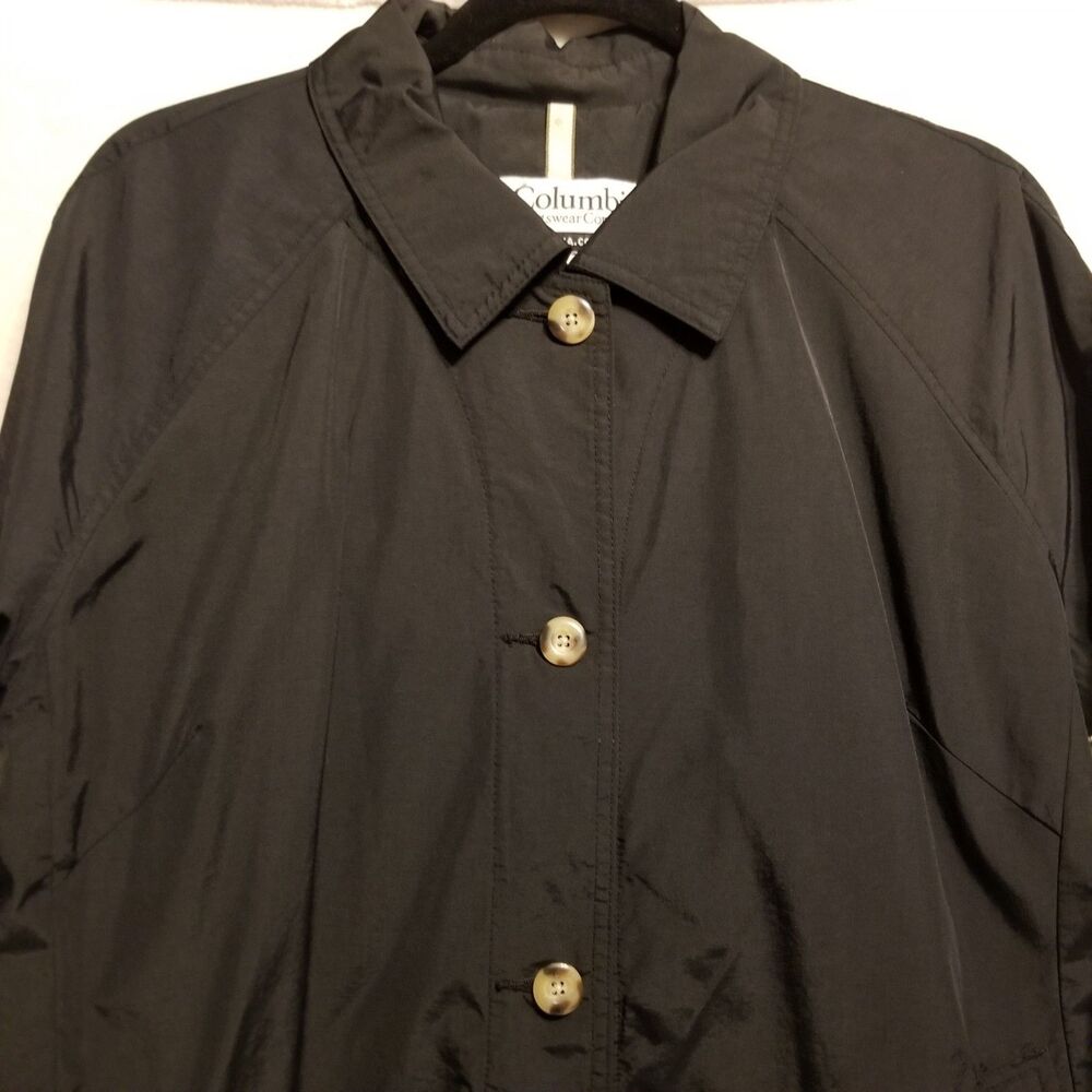 Columbia XL Jacket Black Nylon Mid Length Lined Weather Resistant Classic Basic - Picture 3 of 9